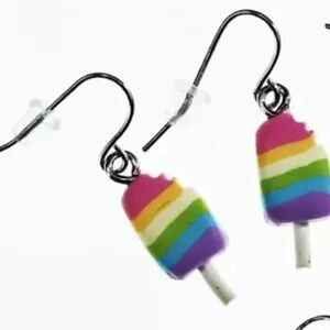 Mini Rainbow pop ice cream fun whimsical kawaii novelty dangle earrings
